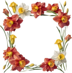 Fototapeta premium Watercolor painting of Daffodil Floral frame.