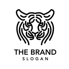 Logo Lion head vector icon illustration
 line art