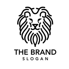 Logo Lion head vector icon illustration
 line art