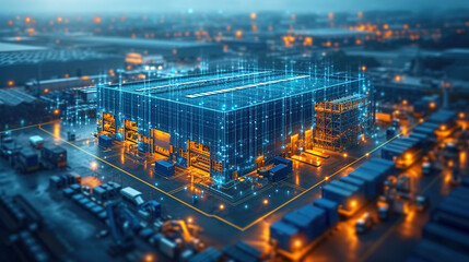 Modern Warehouse Building Structure with AI Technology 