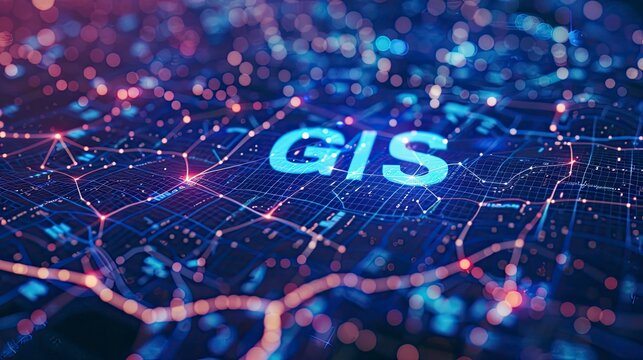 GIS, Geographic information system technology style with text