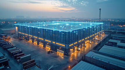 Modern Warehouse Building Structure with AI Technology 