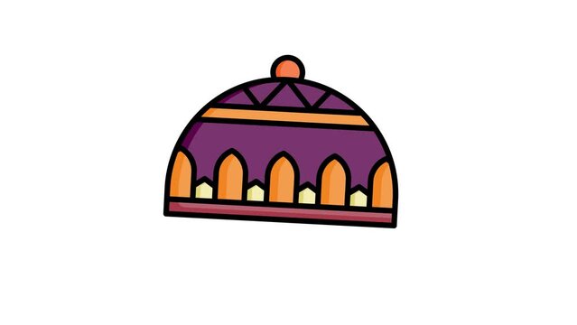 Cap icon animation in flat line style on white background