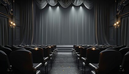 Empty Theater With Row of Seats