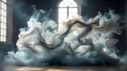 A Serene and Mystical Background, Blue Smoke Drifting in the Air, Blue Smoke Creating a Calming Backdrop, Dive into the Depths of Blue Smoke, Embrace the Beauty of Drifting Smoke