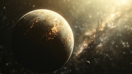 Obraz na płótnie Canvas An elegant quaint object orbiting a planet captured in a stunning closeup
