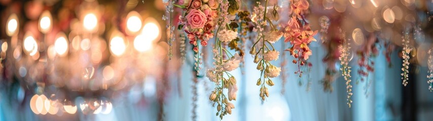 Chandelier Turned Floral Display: Imagine a grand, ornate chandelier - obrazy, fototapety, plakaty