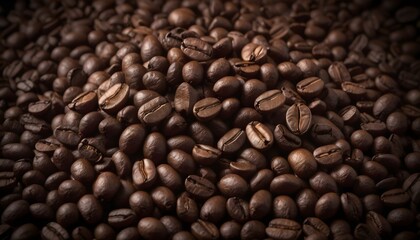 Close up of a pile of coffee beans