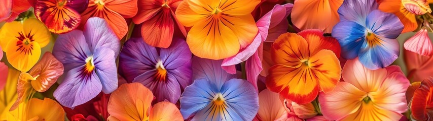 Fototapeta premium Saturated Color Blooms: A pattern created from close-up shots of brightly colored flowers