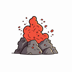 Volcano on the white background