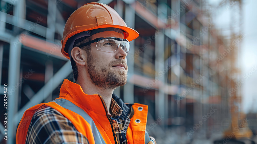 Poster electrical engineer in a construction site. generative ai.