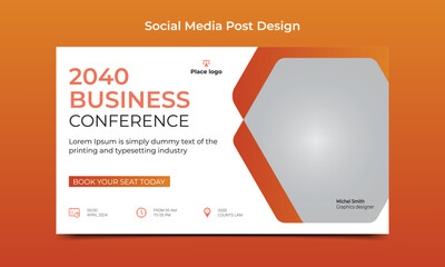 Webinar conference web banner or social media horizontal banner design. Conference flyer and invitation banner template design.