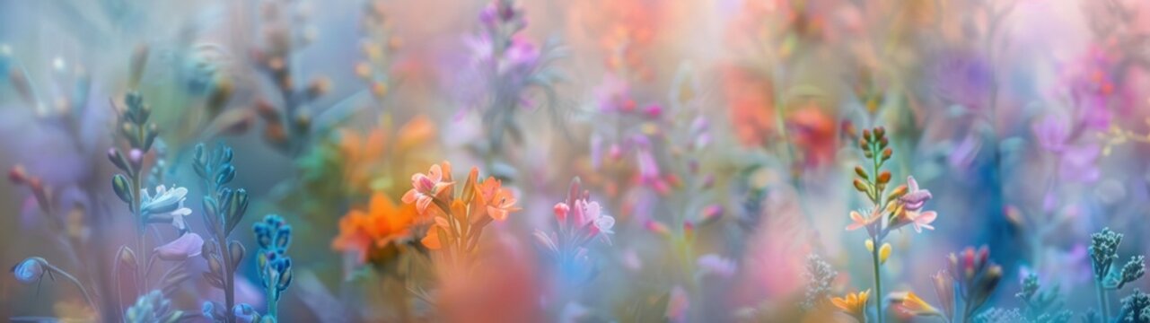 Watercolor Floral Blur: A photograph of a densely packed floral arrangement taken with a soft focus, giving the impression of a watercolor painting with blurred edges