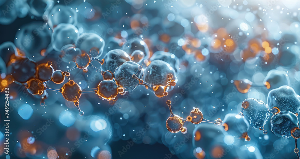 Poster molecular structure, trace elements, circle. generative ai.