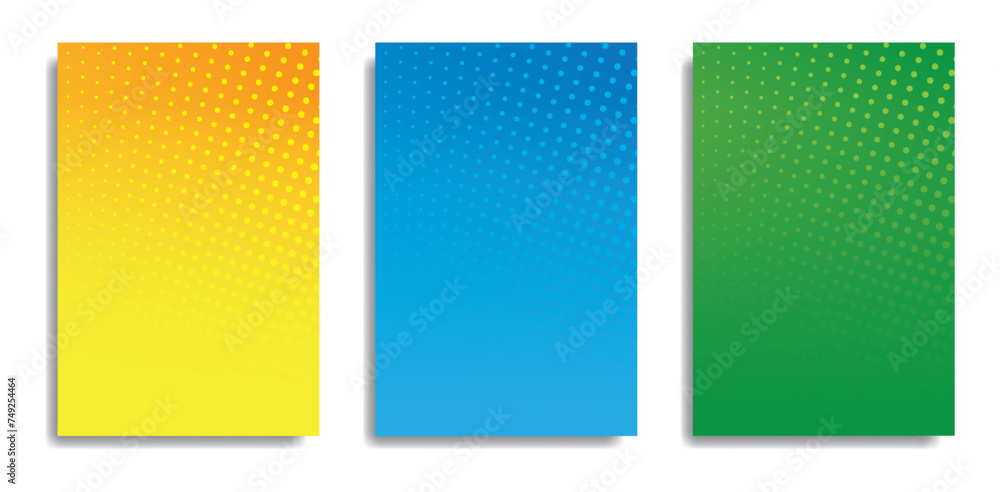 Aufkleber set of backgrounds with abstract dots. modern vector illustration with decorative halftone pattern a