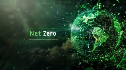 Net Zero technology with text - obrazy, fototapety, plakaty