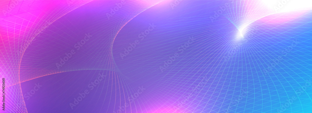 Poster abstract background with flowing particles wave pattern colorful gradient blue purple pink. digital 
