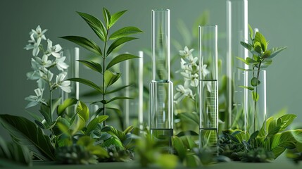 Histogram made with test glass with plants and biotech materials. Generative AI.
