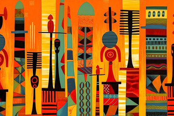 abstract pattern in native African style - obrazy, fototapety, plakaty