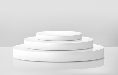 Realistic podiums product display presentation.3d podiums .Realistic Pedestal.3d Tribune.Geometric platform.Vector