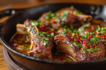 Braised Lamb Chops traditional Middle Eastern food  - obrazy, fototapety, plakaty