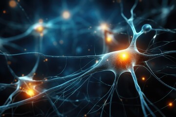 A shot of Neuronal Connection Brain glowing Generative AI