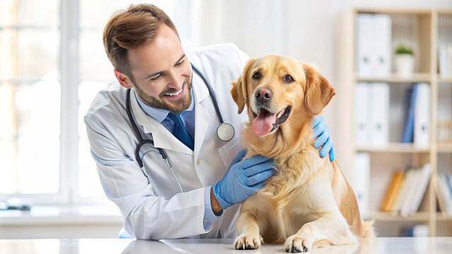 veterinarian, dog, examination, healthy