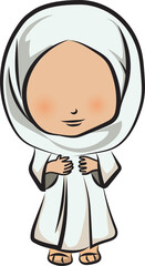Beautiful and cute character of a Muslim woman, character for invitation elements and for Islamic holidays elements