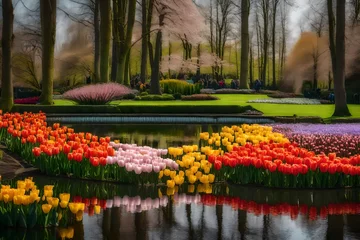 Behangcirkel tulips in the park © Saqib786