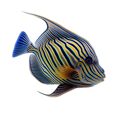 Surgeonfish with bright stripes - isolated on a white background  