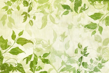 Fototapeta premium Botanical Whispers: Green and White Abstract Fabric Design Echoing Delicate Floral Studies with Sharp Brushwork Details