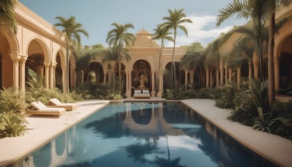 The opulent mirage pool in a desert resort