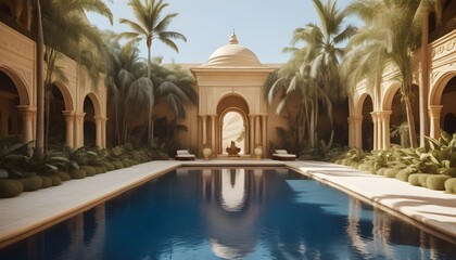 The opulent mirage pool in a desert resort