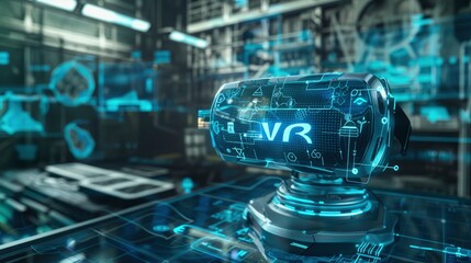 Virtual Reality technology with text VR