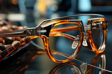 A closeup shot of a trendy eyeglass frame. - obrazy, fototapety, plakaty