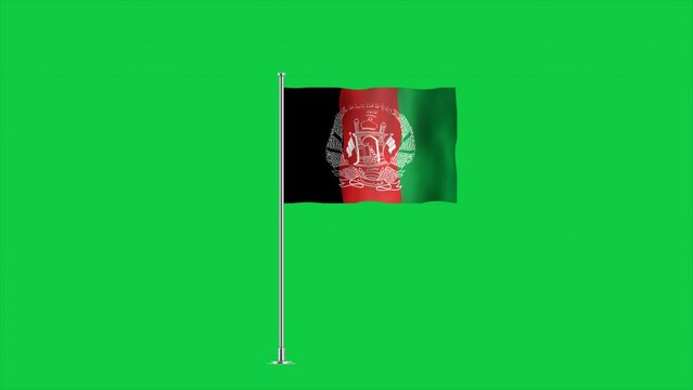 High detailed flag of Afghanistan. National Afghanistan flag. Green background. 3D Render. Green background.