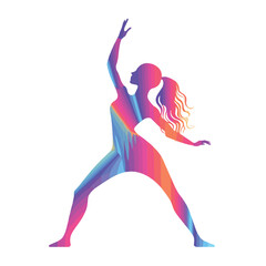 Detailed colorful silhouette yoga vector illustration