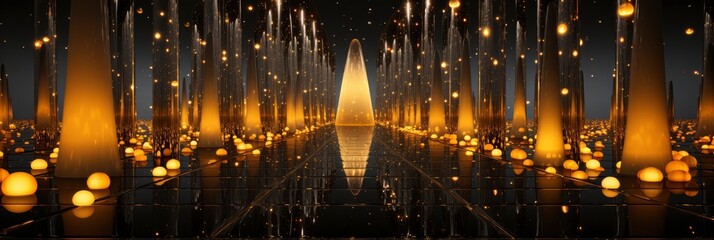 8 March Decorations Concept Top View, with lights, light black and yellow, Background HD, Illustrations