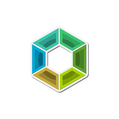 Hexagon logo. Hexagonal icon isolated on transparent background