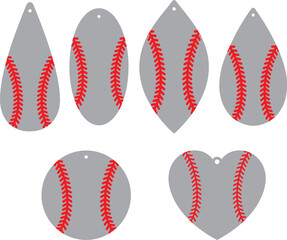 Baseball earrings, summer earrings bundle, sport earring, earring for glowforge, laser cut earring, vector illustration file