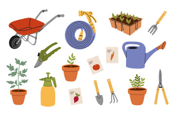 Gardening tools set,equipment for gardening and farming,Home gardening, growing natural and ecological products.