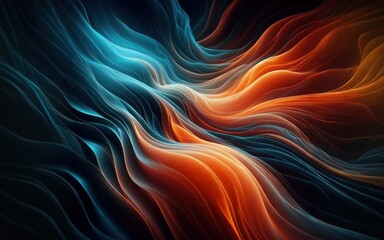 Obraz premium Close-up shot bright lines orange light flashes sparkling on black background