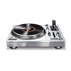DJ Turntable silver on a white background isolated 