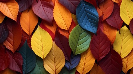 A collection of vibrant autumn leaves forming a natural pattern, suitable for seasonal themes.