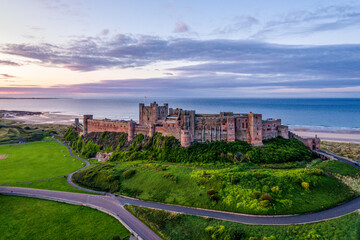 Aerial view of bamburgh castle