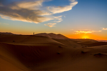Fototapeta na wymiar Beautiful Merzouga Sahara desert sunset