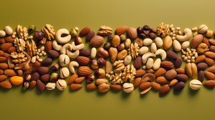 A composition of assorted nuts on a plain background, ideal for health-related concepts.
