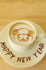 ヒツジのラテアート