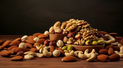 A composition of assorted nuts on a plain background, ideal for health-related concepts.