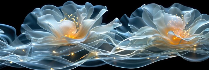 Artificial White Roses Spread Out, with lights, light black and yellow, Background HD, Illustrations